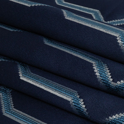 British Imported Ink Satin-Faced Geometric Drapery Jacquard Folded