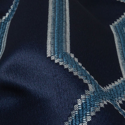 British Imported Ink Satin-Faced Geometric Drapery Jacquard Detail