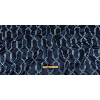 British Imported Ink Satin-Faced Geometric Drapery Jacquard Full