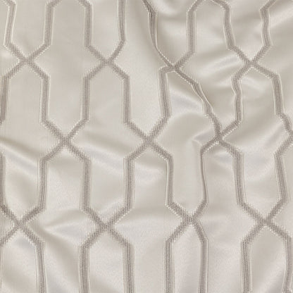 British Imported Platinum Satin-Faced Geometric Drapery Jacquard