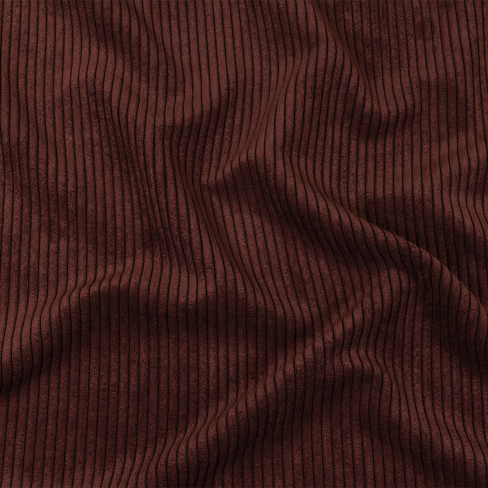 Plush Ribbed Velvet - Claret - British Imported
