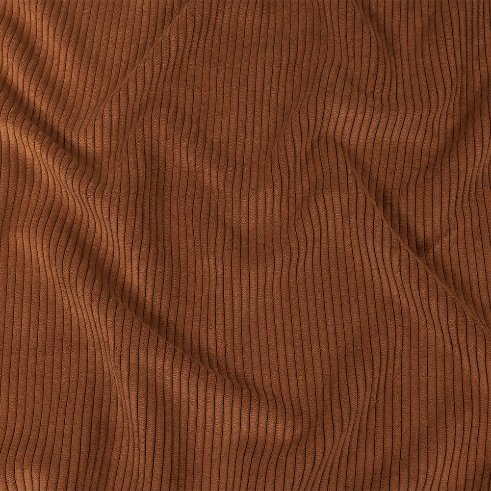 Plush Ribbed Velvet - Cognac - British Imported