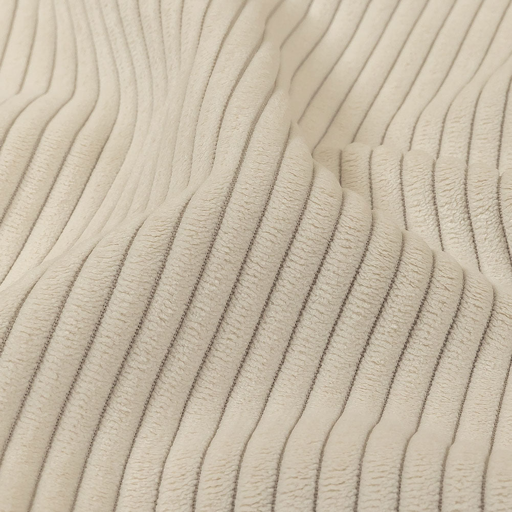 Plush Ribbed Velvet - Ivory - British Imported Detail