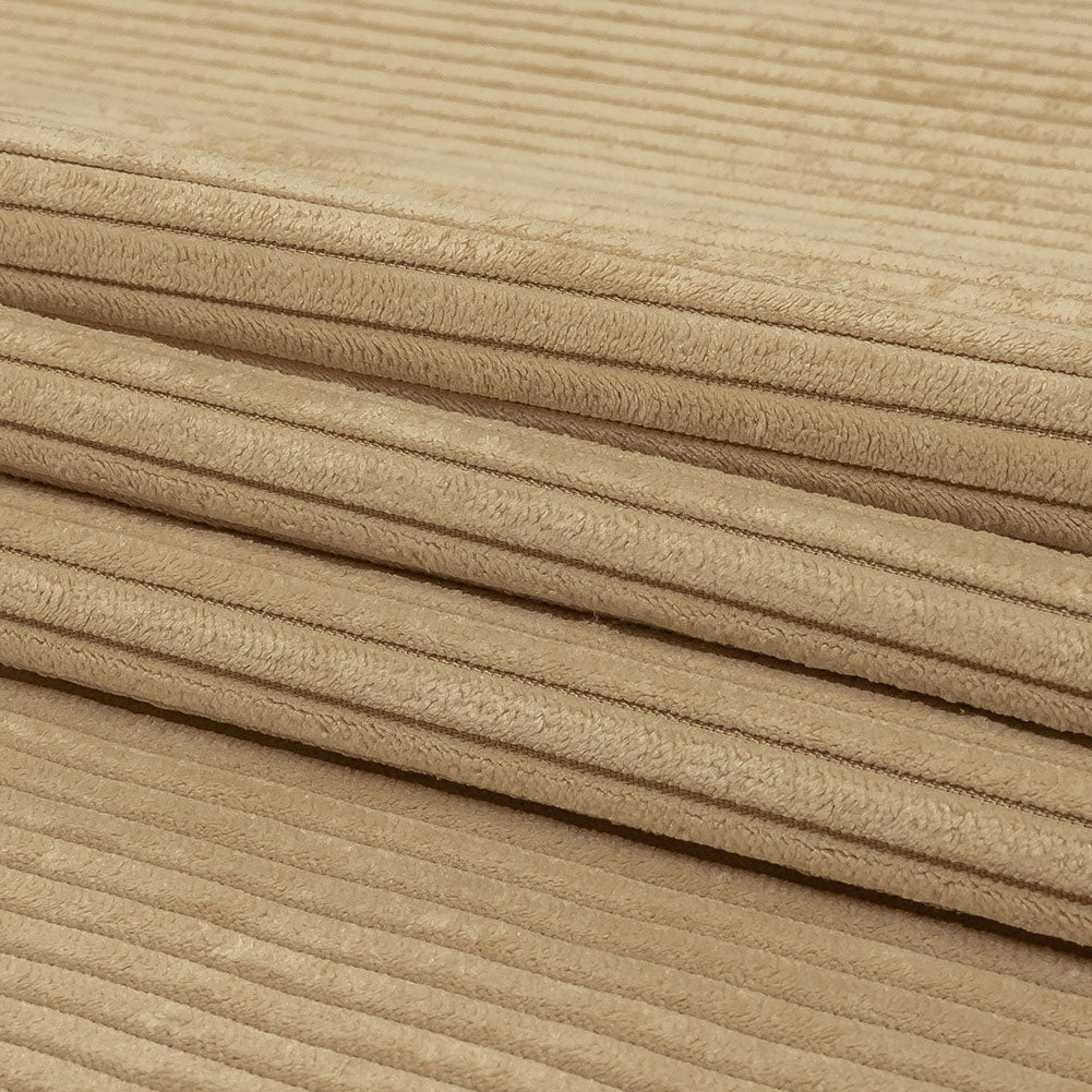 Plush Ribbed Velvet - Nougat - British Imported Folded