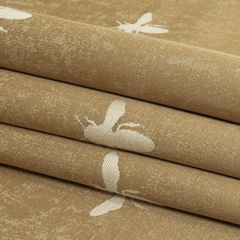 Slubbed Drapery Jacquard - Gold Buzzing Bees - British Imported Folded