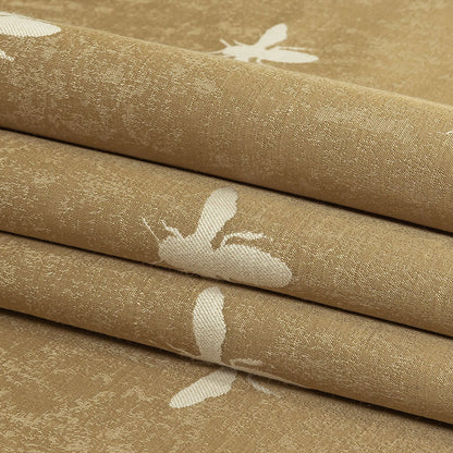 Slubbed Drapery Jacquard - Gold Buzzing Bees - British Imported Folded