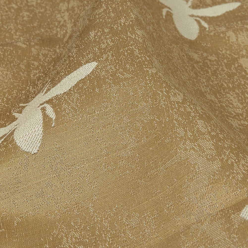 Slubbed Drapery Jacquard - Gold Buzzing Bees - British Imported Detail