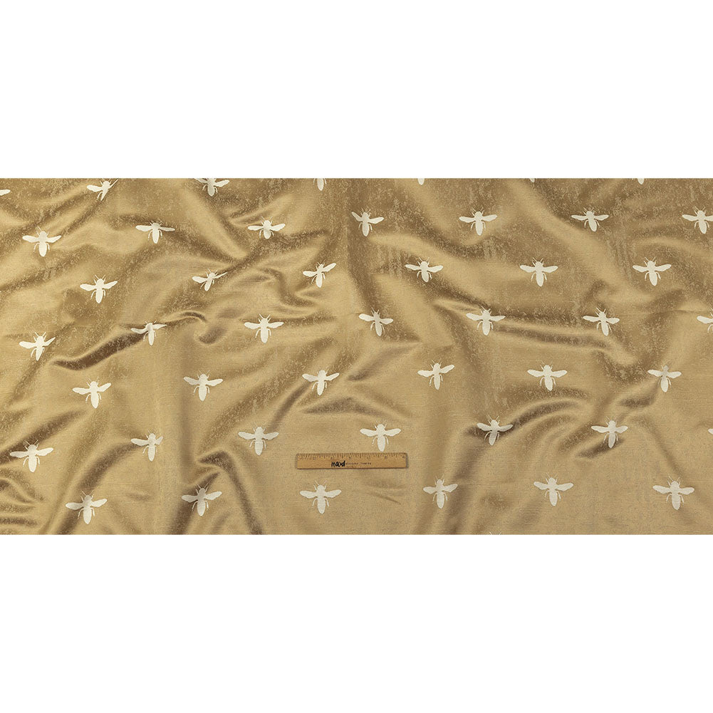 Slubbed Drapery Jacquard - Gold Buzzing Bees - British Imported Full