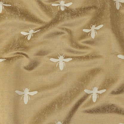 Slubbed Drapery Jacquard - Gold Buzzing Bees - British Imported