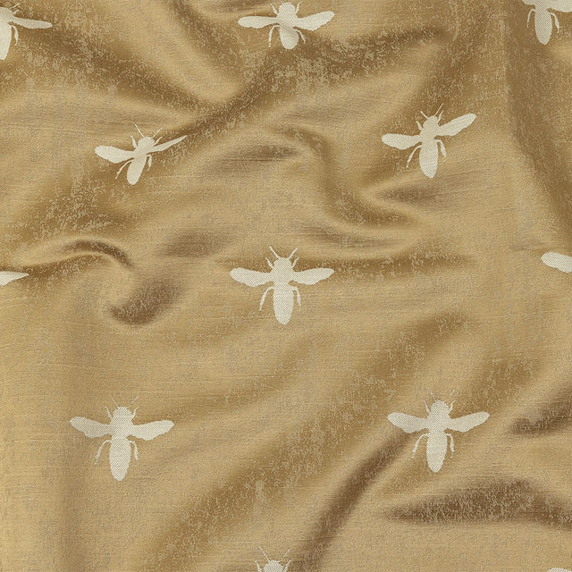 Slubbed Drapery Jacquard - Gold Buzzing Bees - British Imported