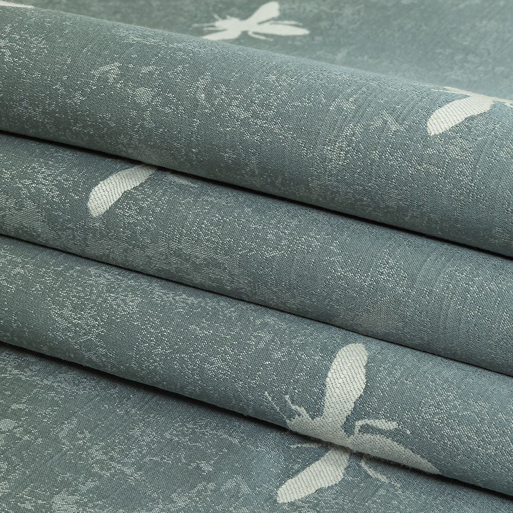 Slubbed Drapery Jacquard - Ocean Buzzing Bees - British Imported Folded