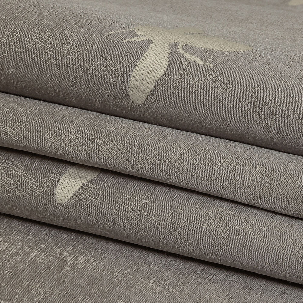 Slubbed Drapery Jacquard - Silver Buzzing Bees - British Imported Folded