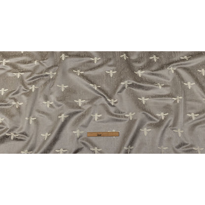 Slubbed Drapery Jacquard - Silver Buzzing Bees - British Imported Full