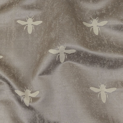 Slubbed Drapery Jacquard - Silver Buzzing Bees - British Imported