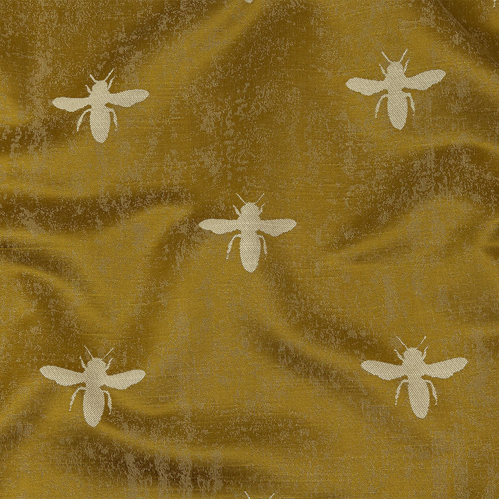 Slubbed Drapery Jacquard - Zest Buzzing Bees - British Imported