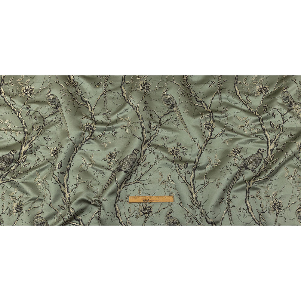 Drapery Jacquard - Ocean Perched Peacocks on Branches - British Imported Full