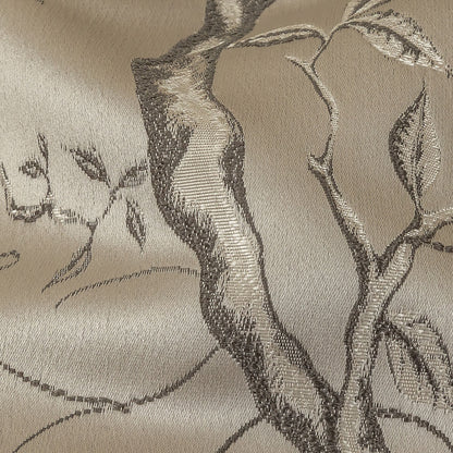 Drapery Jacquard - Oyster Perched Peacocks on Branches - British Imported Detail