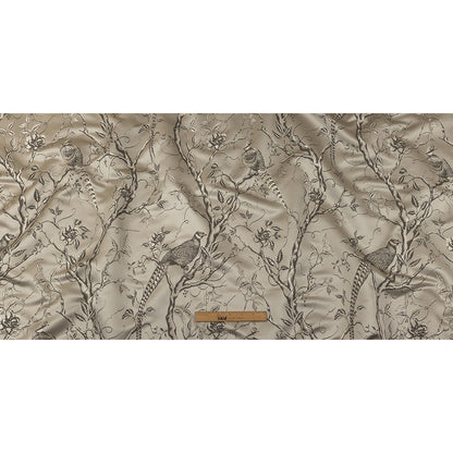 Drapery Jacquard - Oyster Perched Peacocks on Branches - British Imported Full