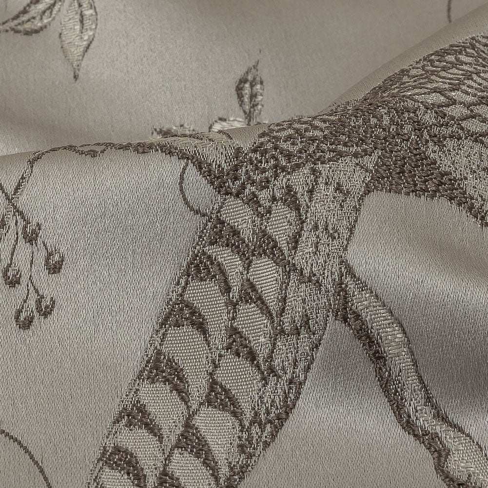 Drapery Jacquard - Silver Perched Peacocks on Branches - British Imported Detail
