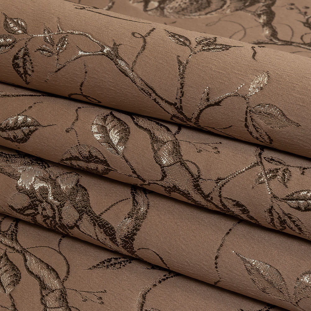 Drapery Jacquard - Vintage Perched Peacocks on Branches - British Imported Folded