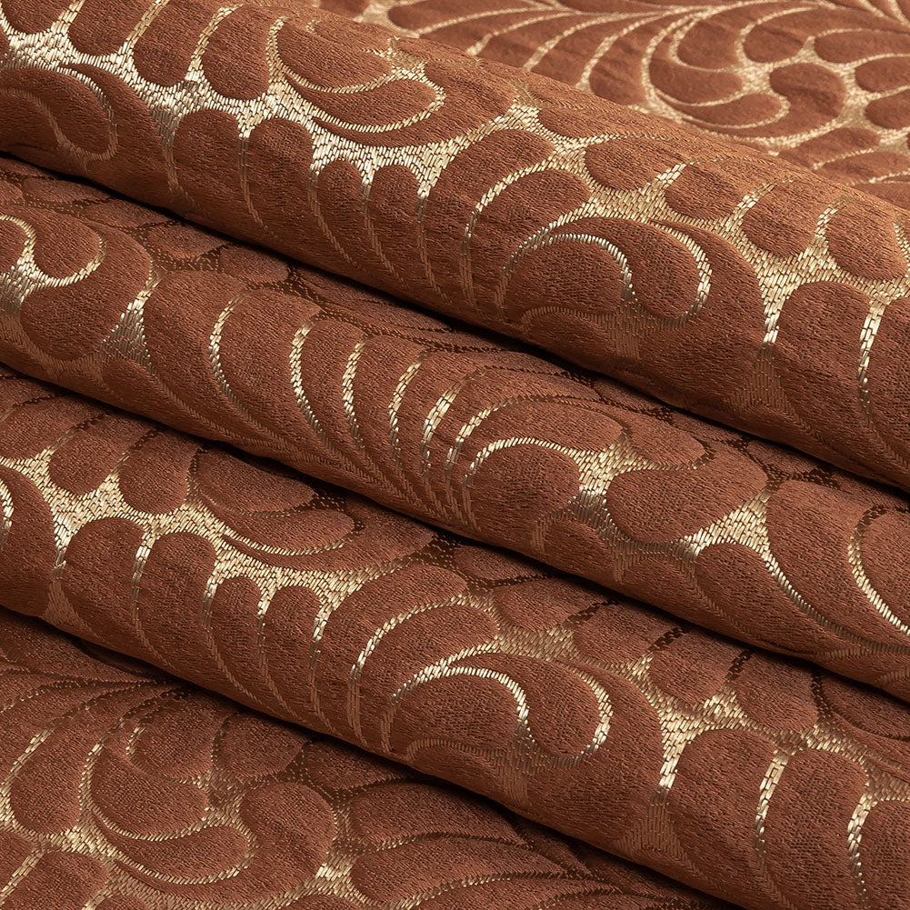 Satin-Faced Jacquard - Clay Fern Leaves - British Imported Folded