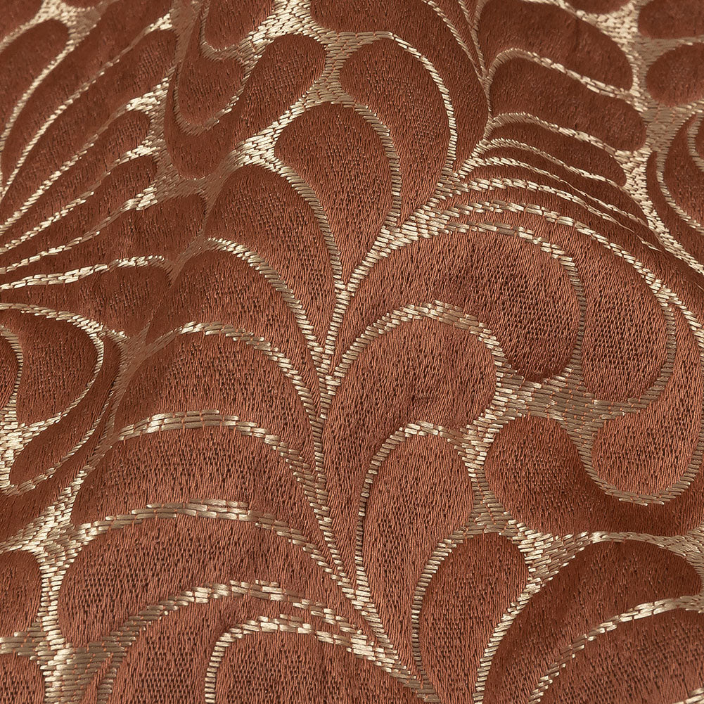 Satin-Faced Jacquard - Clay Fern Leaves - British Imported Detail