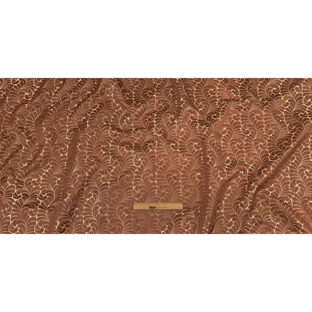Satin-Faced Jacquard - Clay Fern Leaves - British Imported Full
