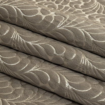 Satin-Faced Jacquard - Slate Fern Leaves - British Imported Folded