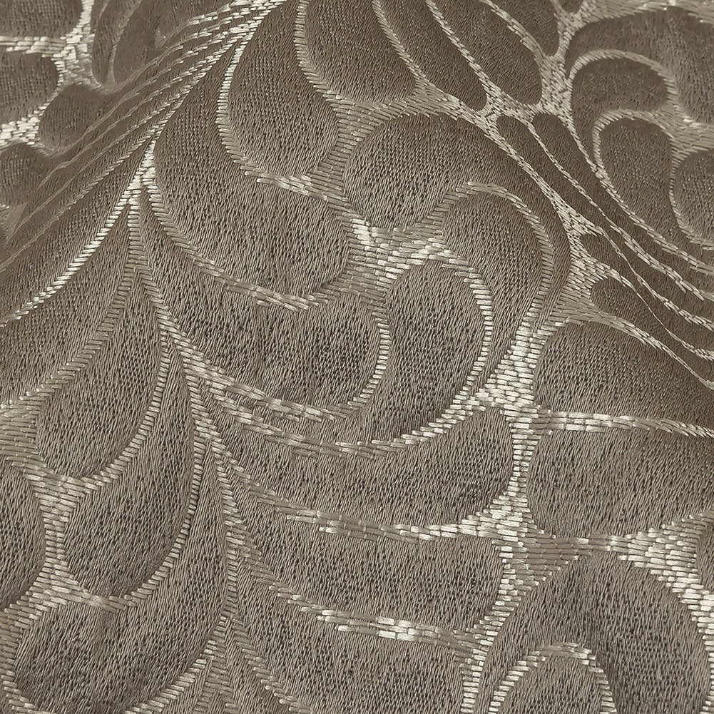 Satin-Faced Jacquard - Slate Fern Leaves - British Imported Detail