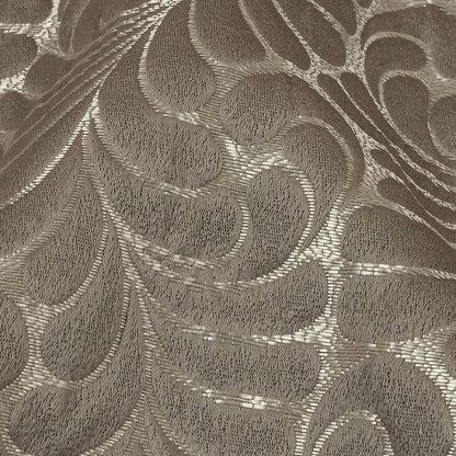 Satin-Faced Jacquard - Slate Fern Leaves - British Imported Detail