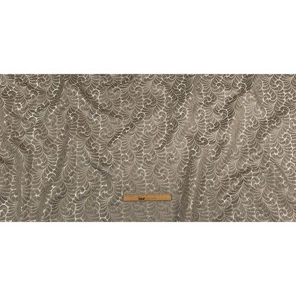 Satin-Faced Jacquard - Slate Fern Leaves - British Imported Full