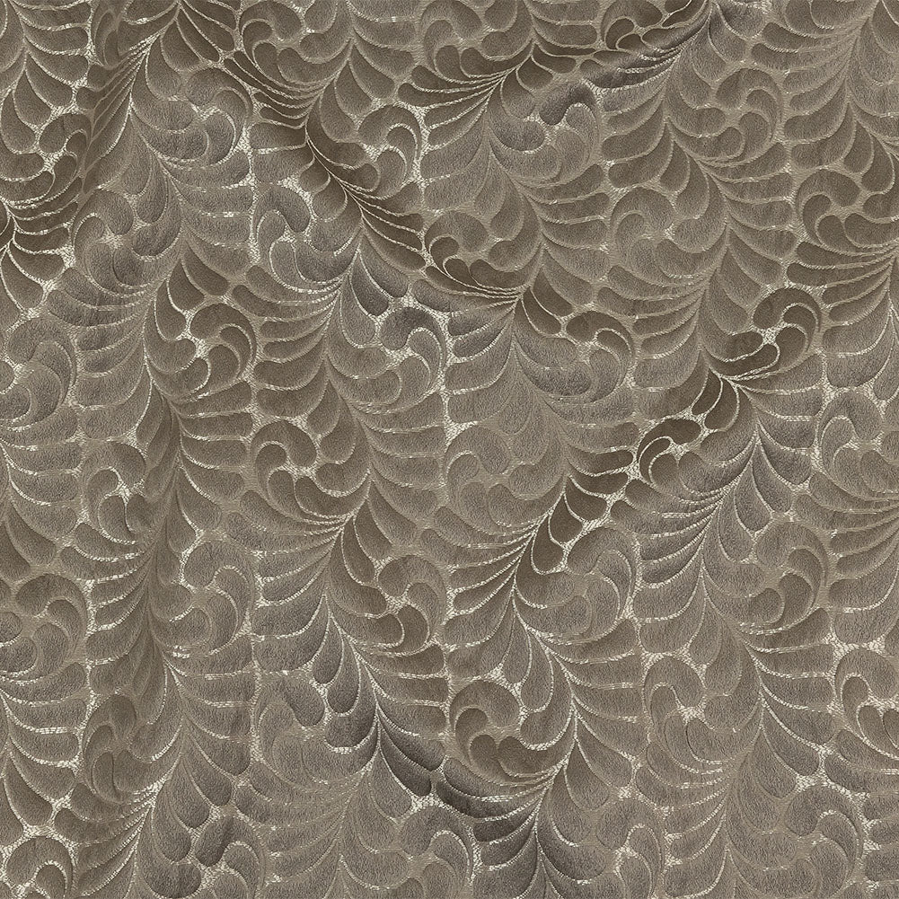 Satin-Faced Jacquard - Slate Fern Leaves - British Imported