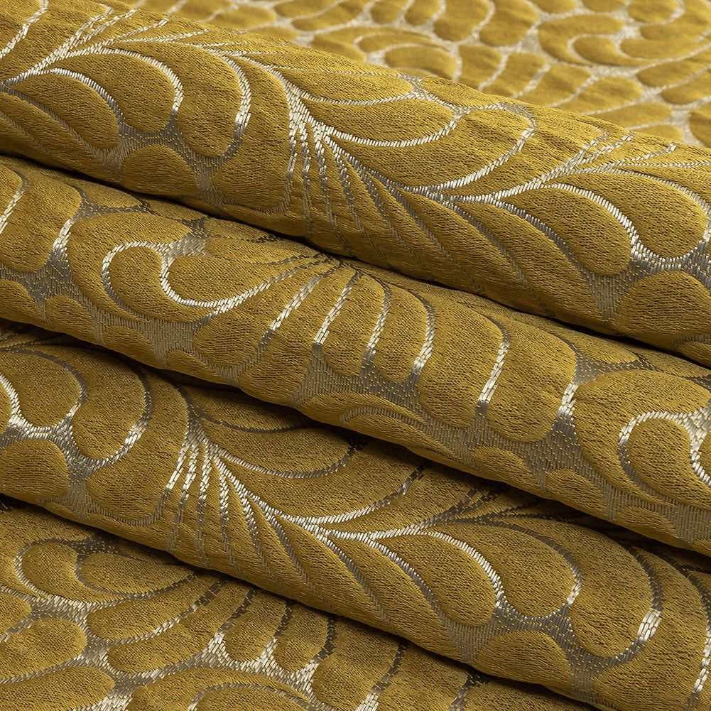 Satin-Faced Jacquard - Zest Fern Leaves - British Imported Folded