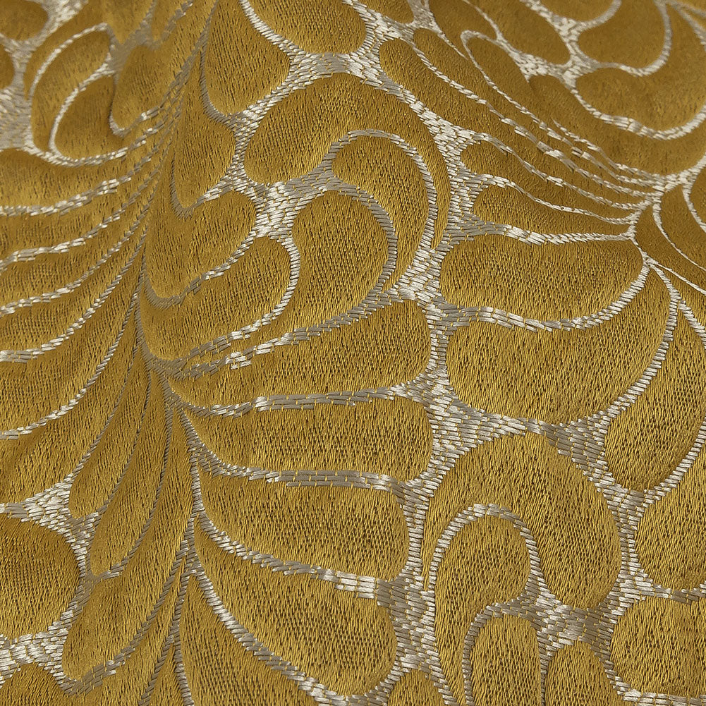 Satin-Faced Jacquard - Zest Fern Leaves - British Imported Detail
