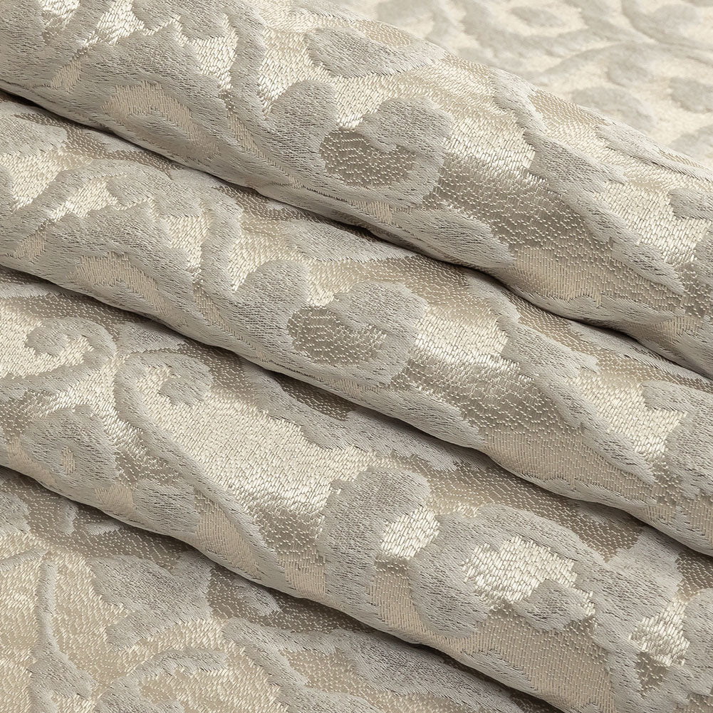 Drapery Jacquard - Silver Damask - British Imported Folded