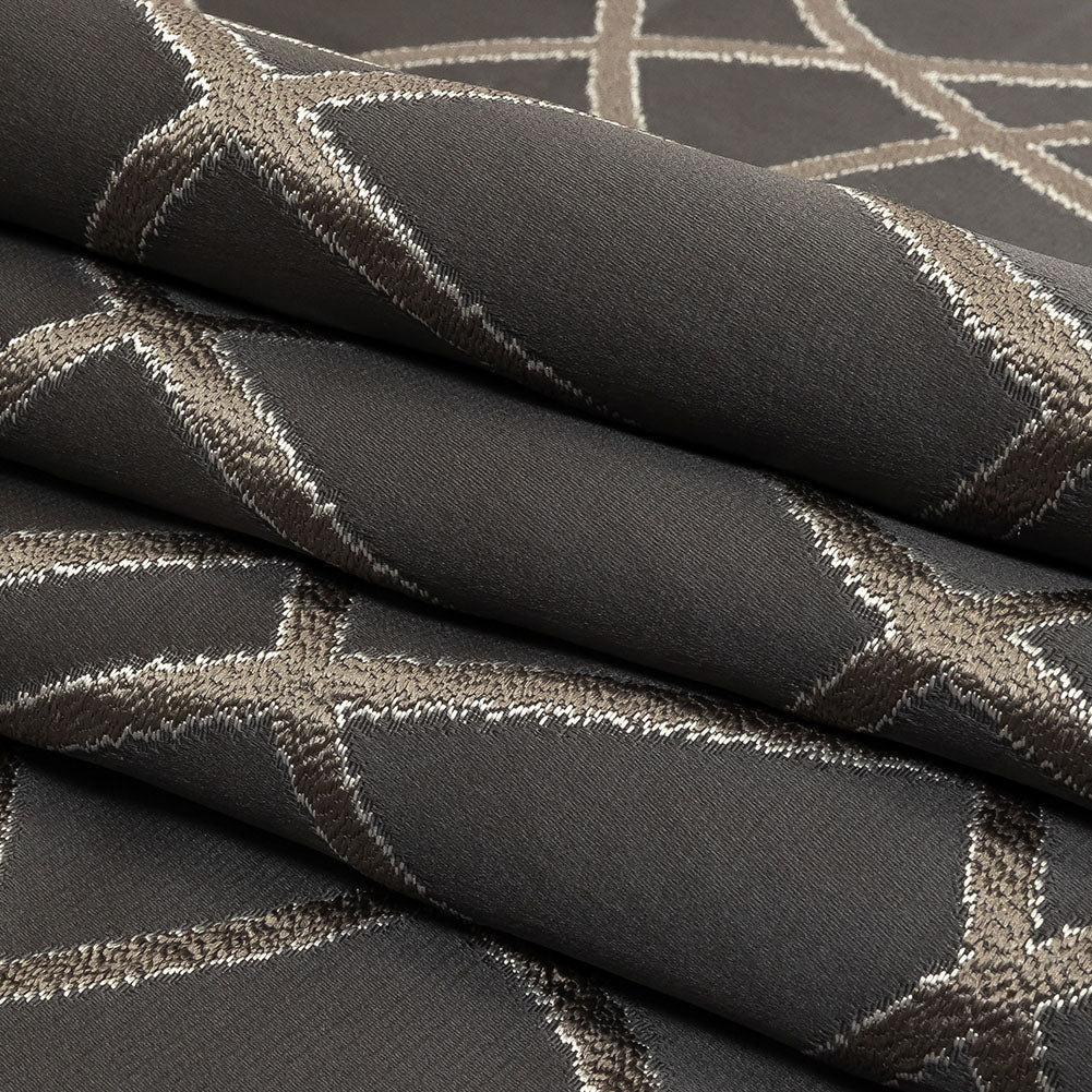 Drapery Jacquard - Ink Abstract Shapes - British Imported Folded