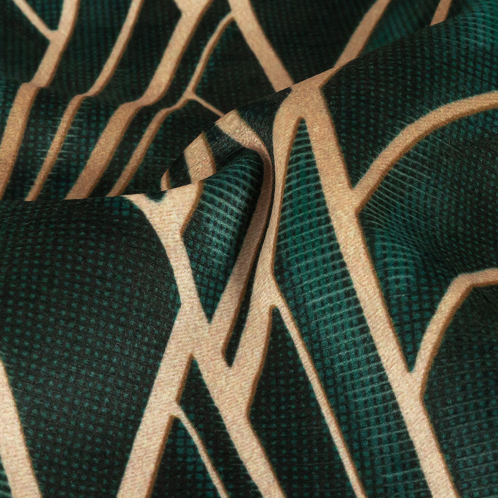 Printed Microvelvet - Emerald Labyrinth of Arches - British Imported Detail