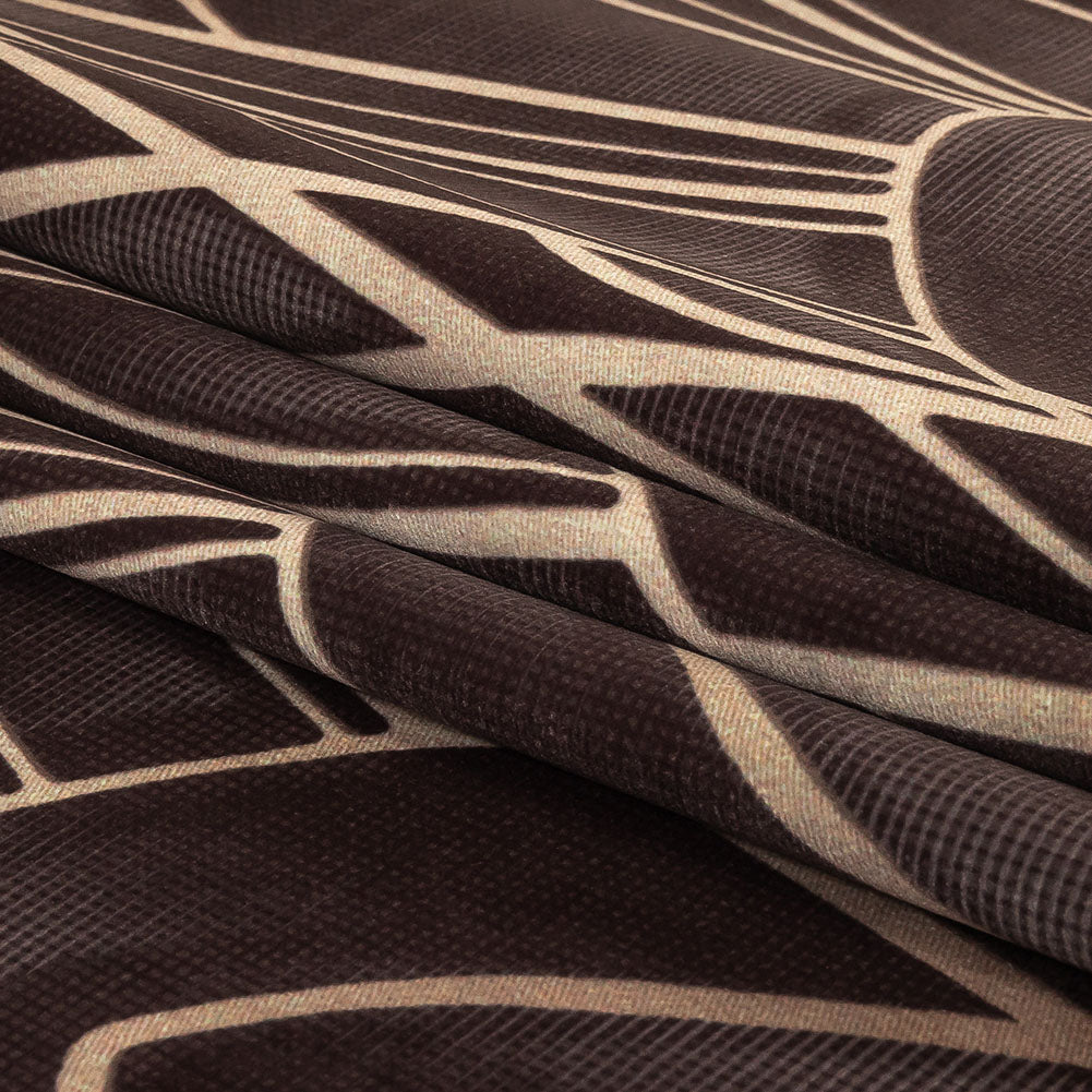 Printed Microvelvet - Graphite Labyrinth of Arches - British Imported Folded