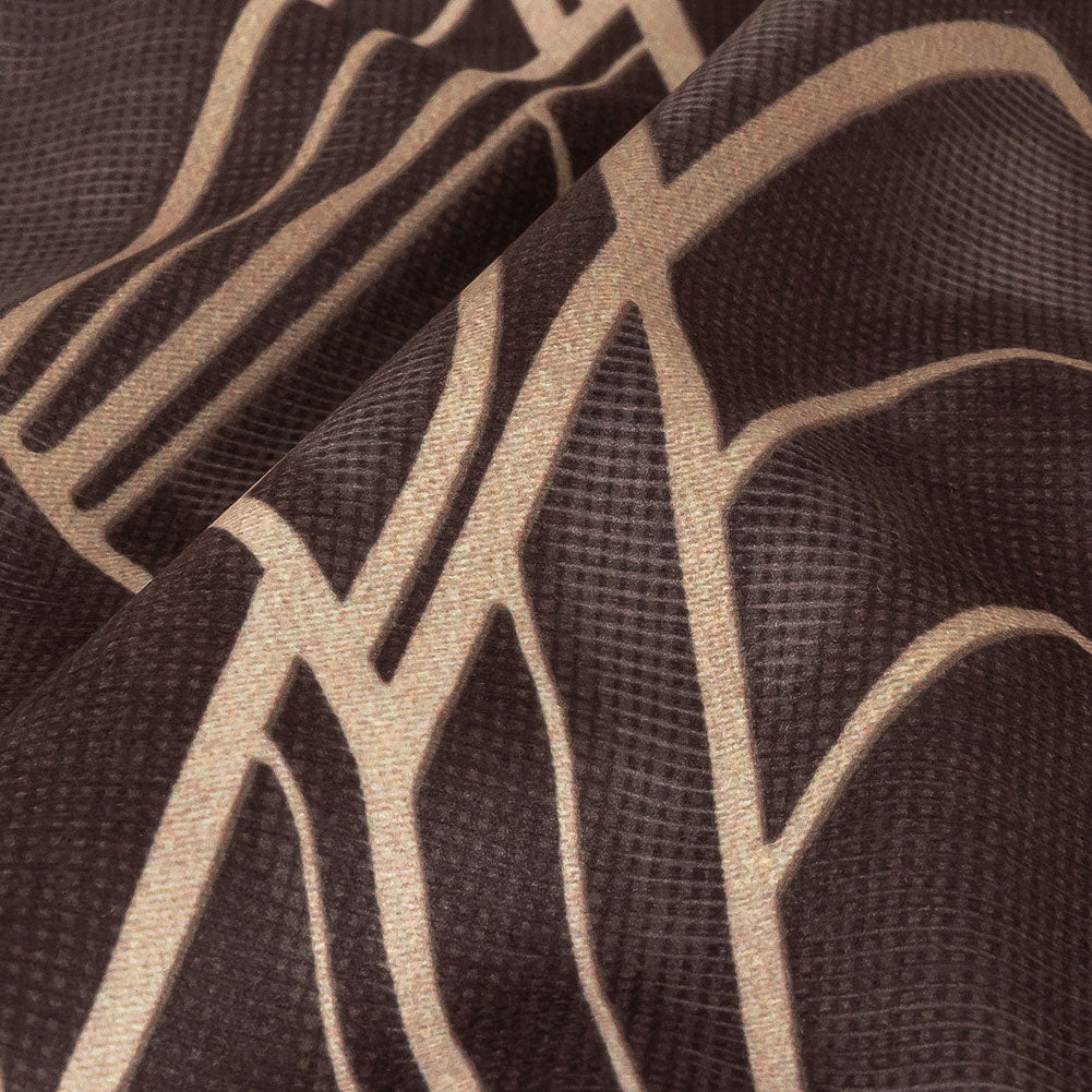 Printed Microvelvet - Graphite Labyrinth of Arches - British Imported Detail