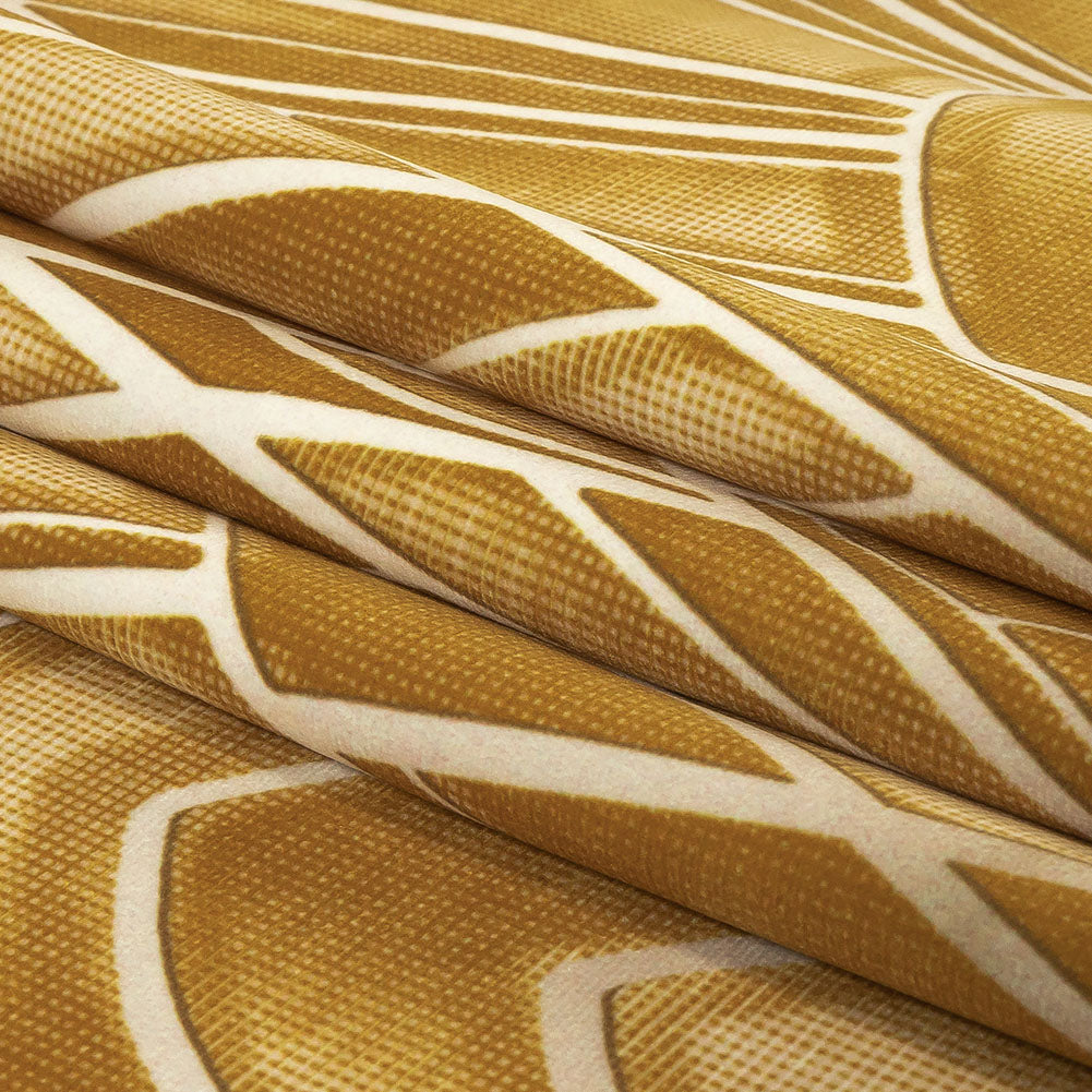 Printed Microvelvet - Ochre Labyrinth of Arches - British Imported Folded