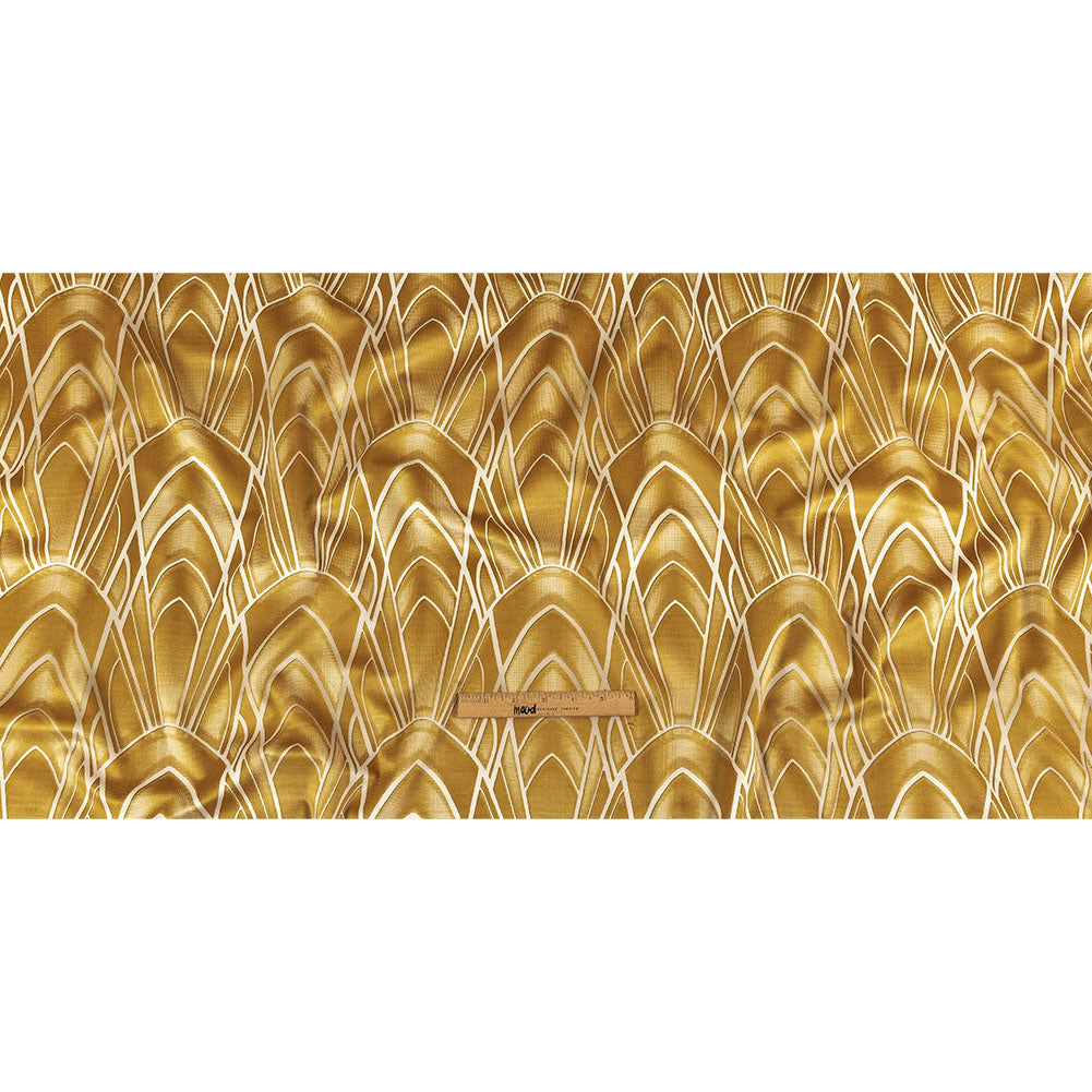 Printed Microvelvet - Ochre Labyrinth of Arches - British Imported Full