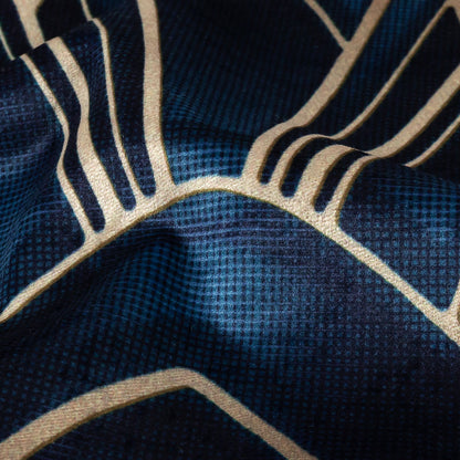 Printed Microvelvet - Sapphire Labyrinth of Arches - British Imported Detail