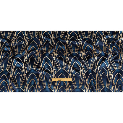 Printed Microvelvet - Sapphire Labyrinth of Arches - British Imported Full