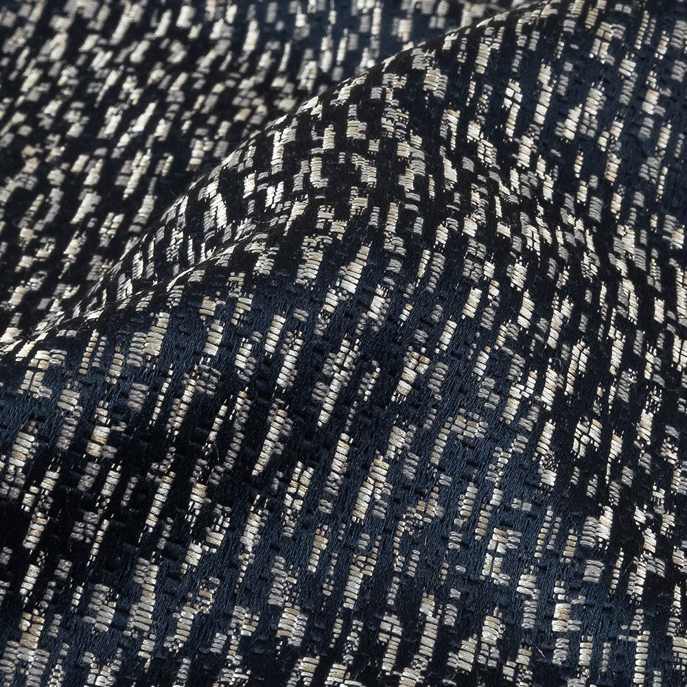 Metallic Drapery Jacquard - Sapphire Digital Spots - British Imported Detail