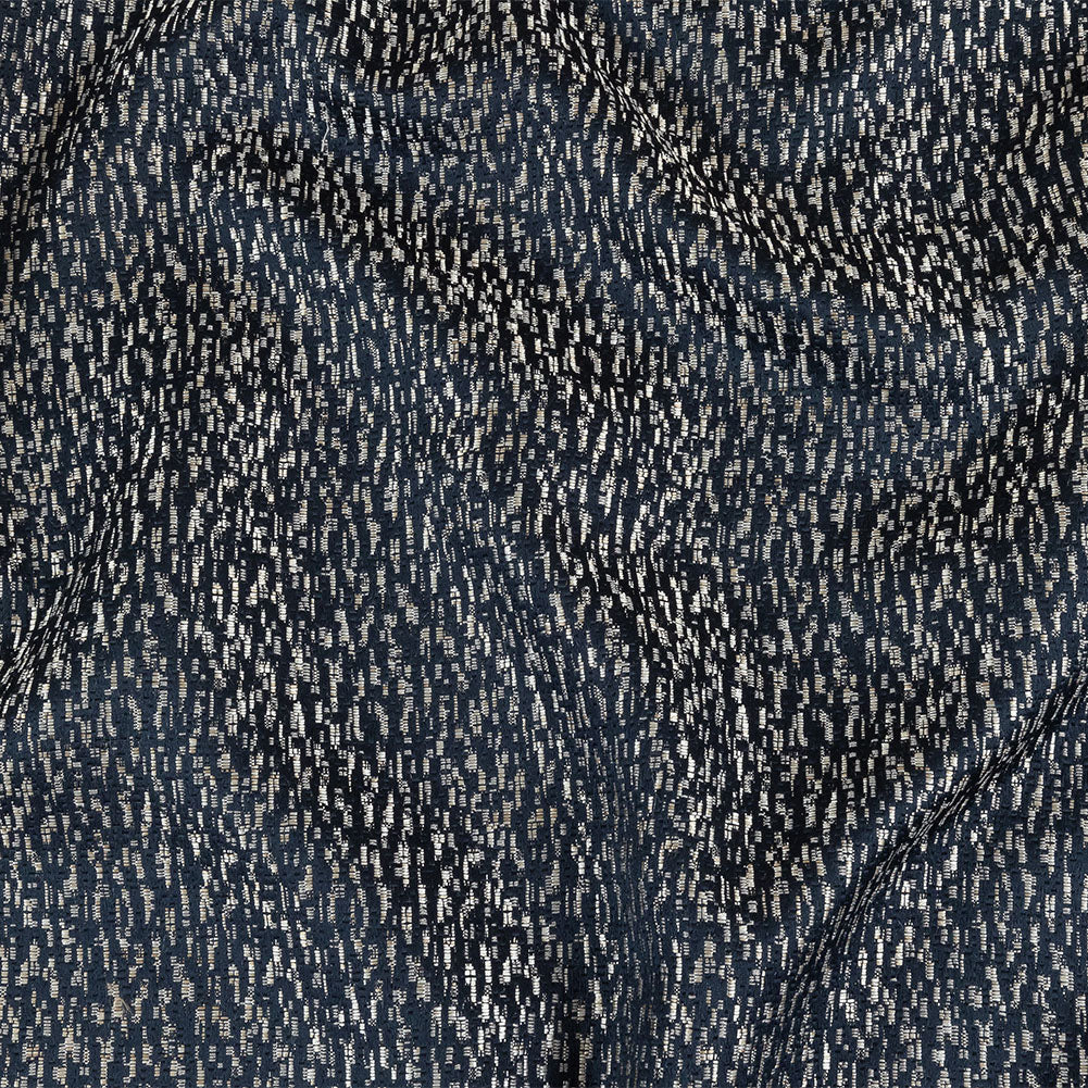 Metallic Drapery Jacquard - Sapphire Digital Spots - British Imported
