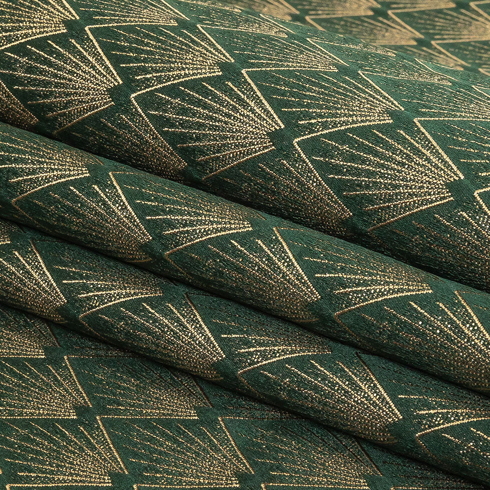 Metallic Drapery Jacquard - Emerald Digital Spots - British Imported Folded