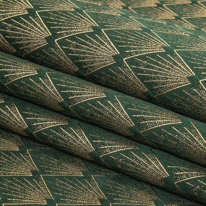 Metallic Drapery Jacquard - Emerald Digital Spots - British Imported Folded