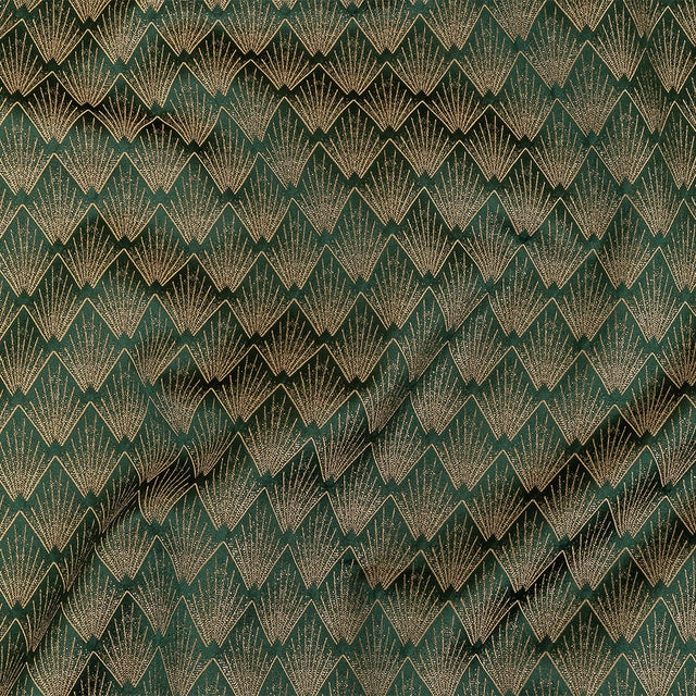Metallic Drapery Jacquard - Emerald Digital Spots - British Imported