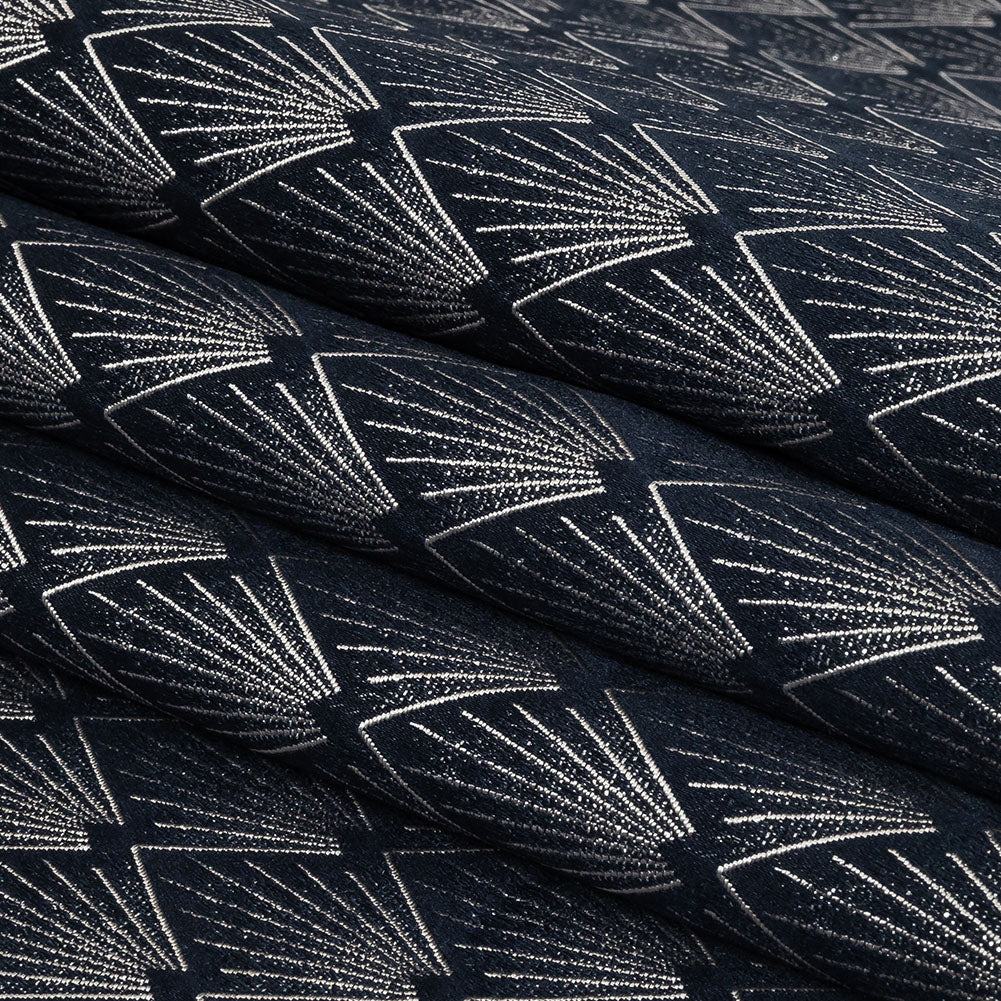 Metallic Drapery Jacquard - Sapphire Digital Spots - British Imported Folded