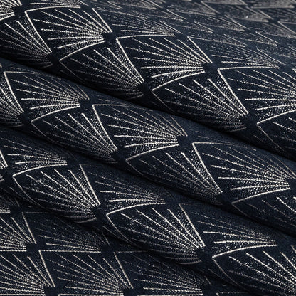 Metallic Drapery Jacquard - Sapphire Digital Spots - British Imported Folded
